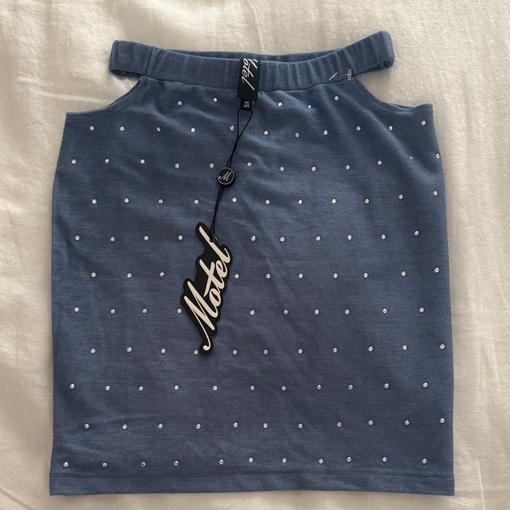 Motel Rocks Rhinestone Bodycon Women's Skirt with Cut Outs